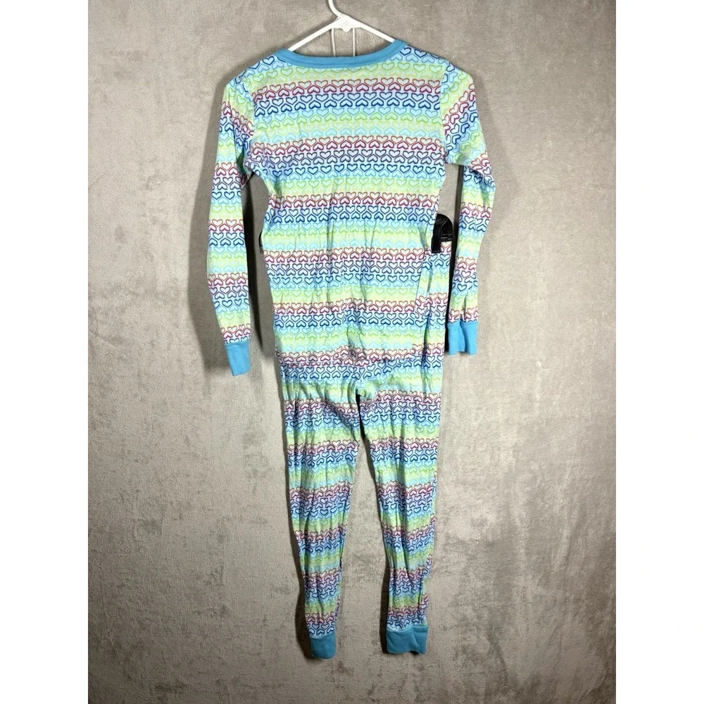Lands End Snug Fit Rainbow Heart Pajamas Size 16 Long Sleeve Colorful Happy